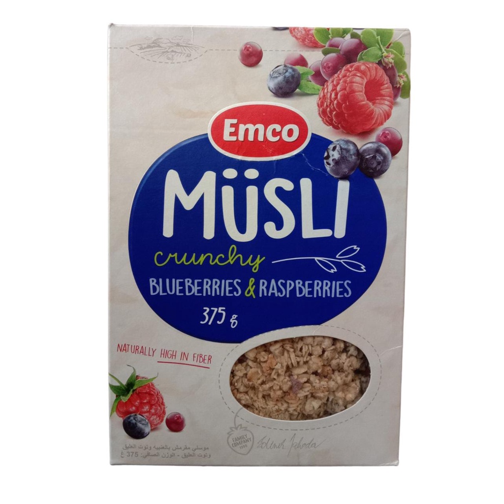 Jual EMCO MUSLI CRUNCHY BLUEBERRY & RASPBERRY CEREAL 375 GR | Shopee ...