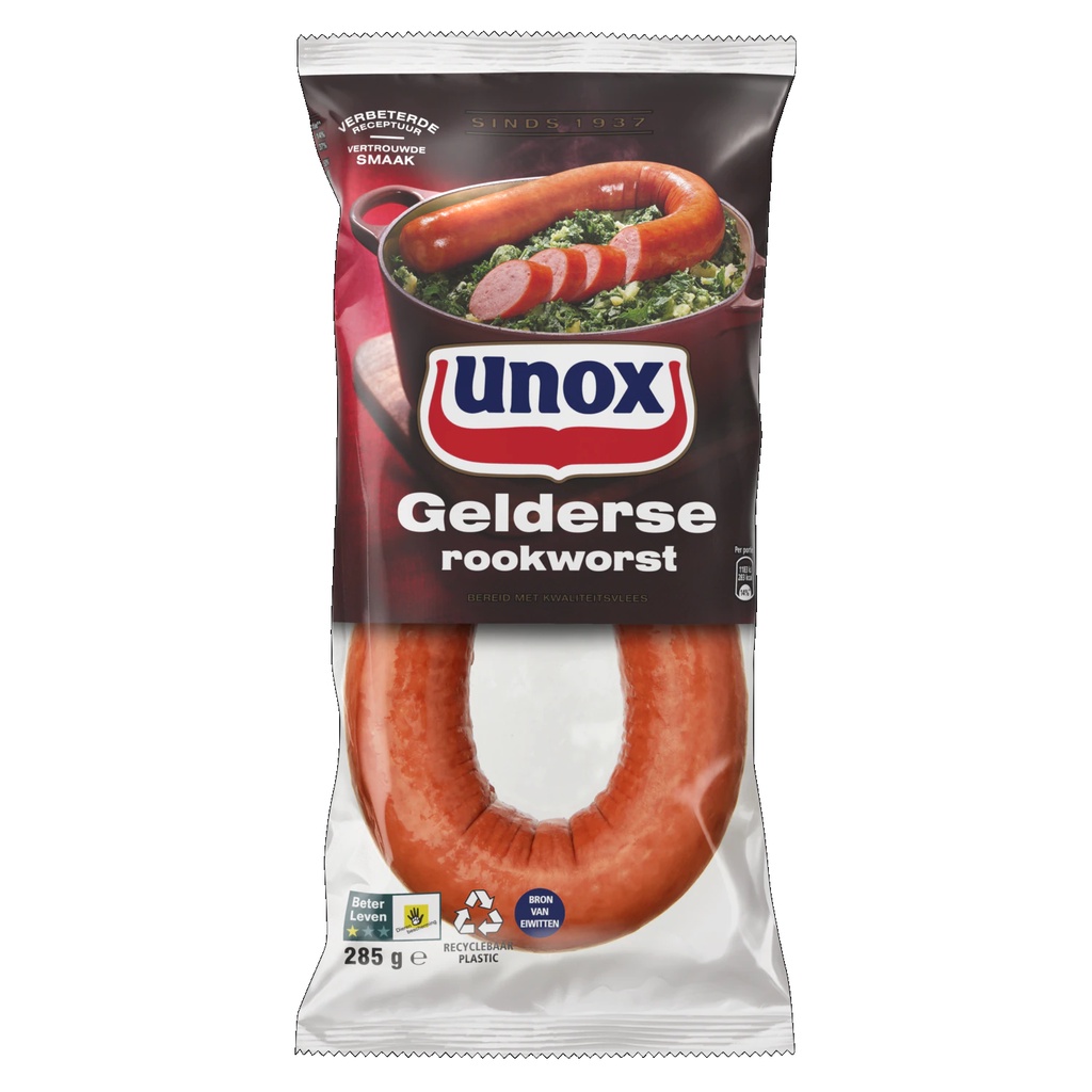 

Sosis Unox Gelderse Rookworst Daging non halal 285 Gram