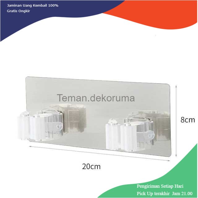 TD - PR AK Gantungan Dinding Tempel Waterproof Adhesive Mop Holder Double Slot - AK20