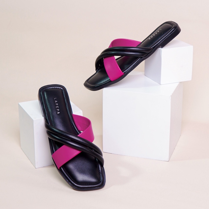 LAPEPA YUK - HANNA Sandal Wanita Teplek Silang Casual Size 36 - 40 Sendal Slop Rumah Empuk Flat Cewek Kasual Rumahan Warna Most Green Black Hitam Selop Santai Premium 37 38 39 Perempuan Kekinian Terbaru Shoes ORI Original Mall Official Store
