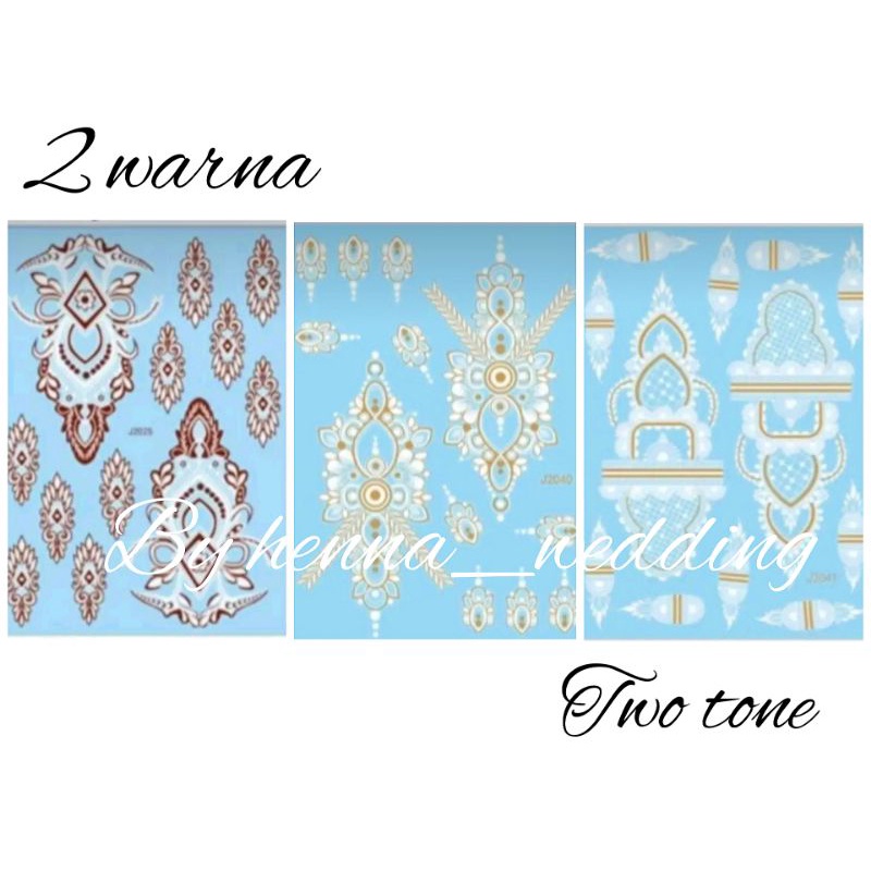 Henna instan 1pcs untuk kanan kiri kombinasi dua warna Free glitter| two tone