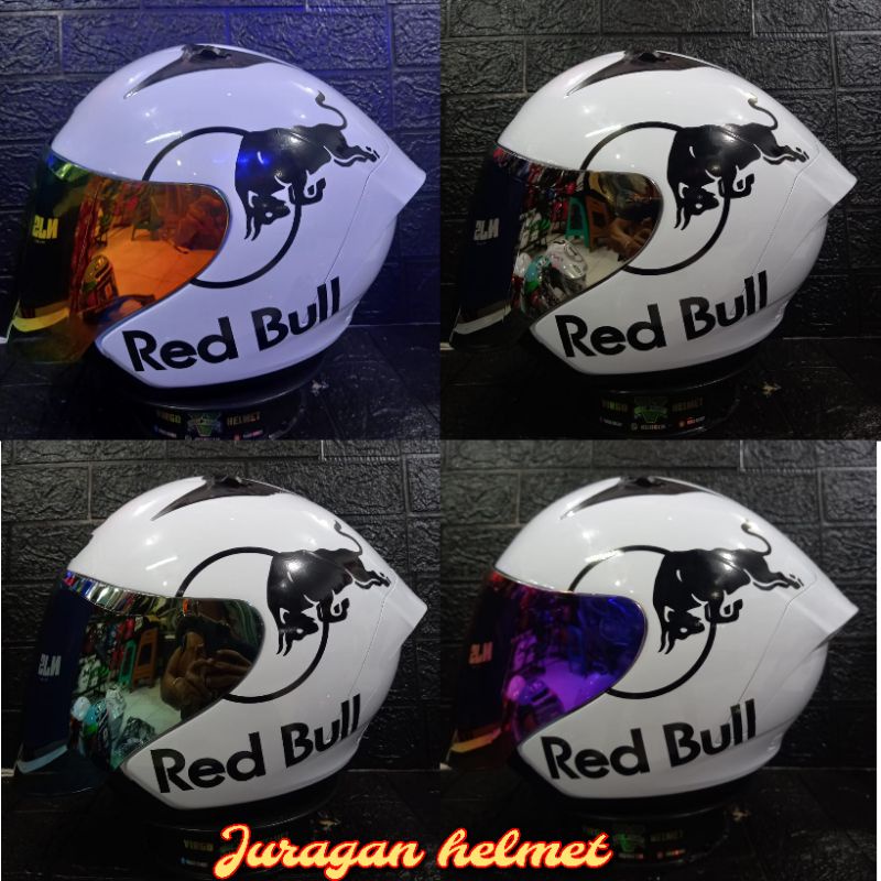 HELM NJS KRONOS SOLID WHITE PAKET GANTENG REDBULL+VISOR IRIDIUM