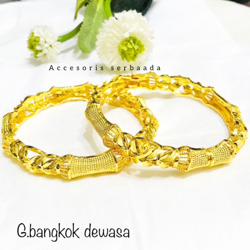 Gelang  Wanita Dewasa Motif Kroncong Dubay Lapis Emas 24K
