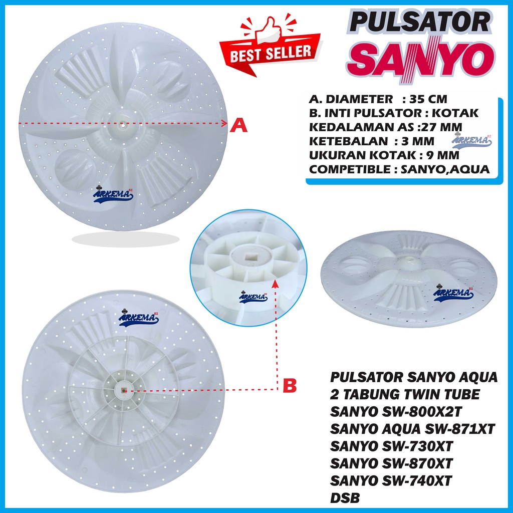 PULSATOR MESIN CUCI SANYO AS KOTAK | DIAMETER 35CM | PULYSATOR |