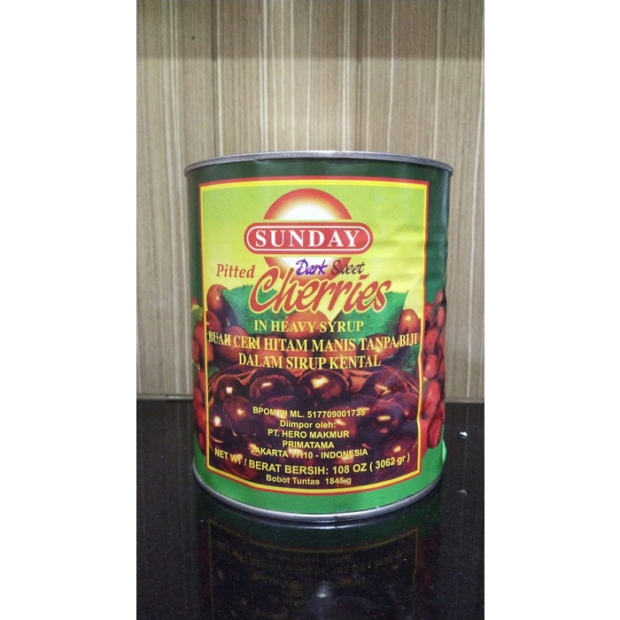 

TERLARIS SUNDAY Pitted DARK Sweet CHERRIES 108 Oz 3062 g Ceri Hitam