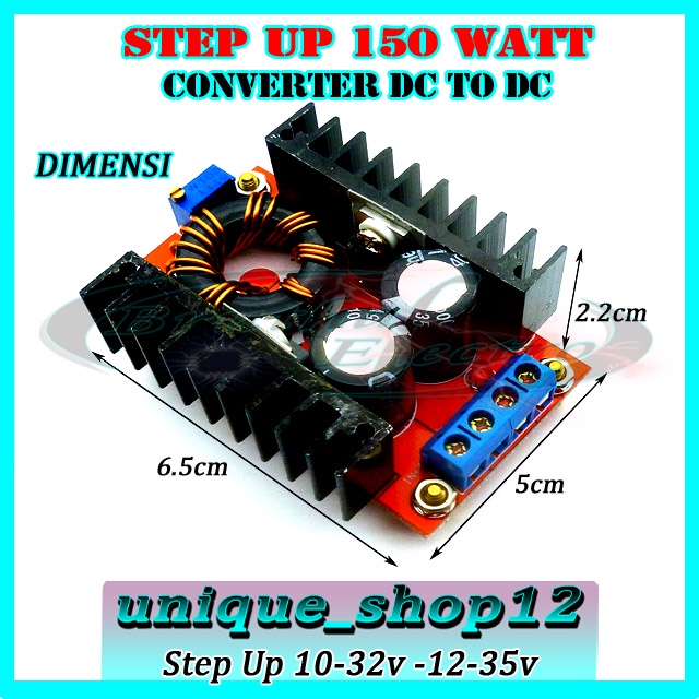 Step Up 10A 150Watt Modul Converter Dc To Dc 10v-32 - 12-35v