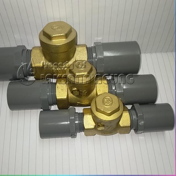 Klep tabok 3/4 inch kuningan + Sok drat luar Rucika + Seal tape