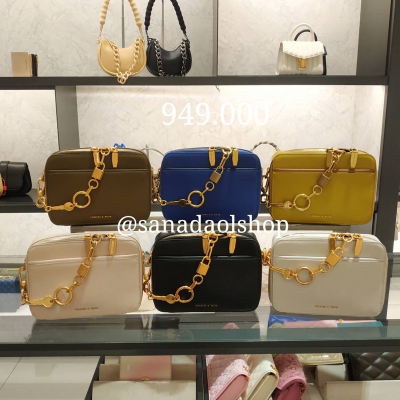 RESTOCK  Tas CHARLES & KEITH Selempang Chunky Chain Handle Two Way Zip Tas CK