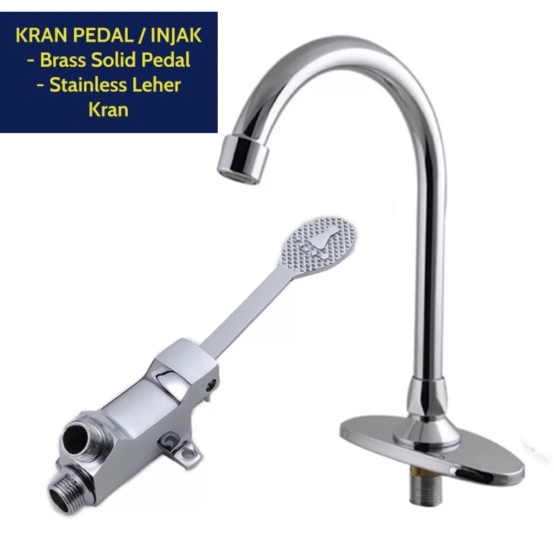 Kran Injak / Pedal Keran Air Dokter Laboratorium Pabrik Rumah Sakit Brass