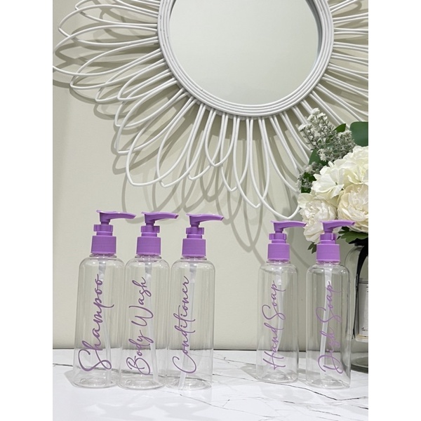 botol BENING 250ml stiker LILAC . aesthetic bottle refill tempat sabun cair pump estetik