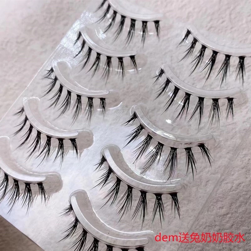 F135 - 5 PASANG Little Devil False Eyelashes Cos Japanese Eyelashes Handmade Transparent Terrier Thick Curling Eyelash Makeup Tools