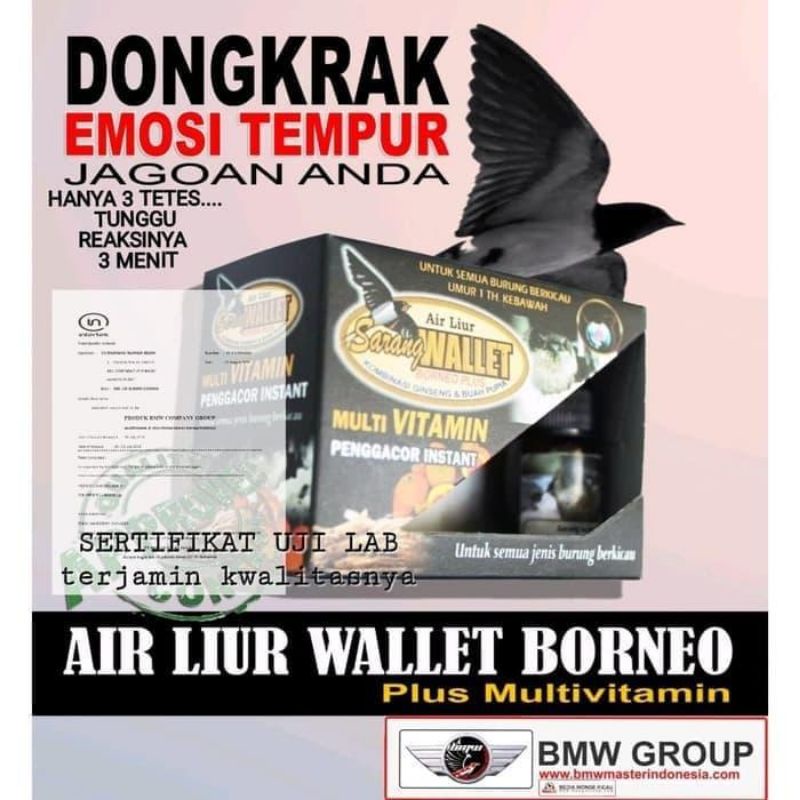 sarang air liur wallet borneo plus multi vitamin penggacor instan lovebird burung lainnya