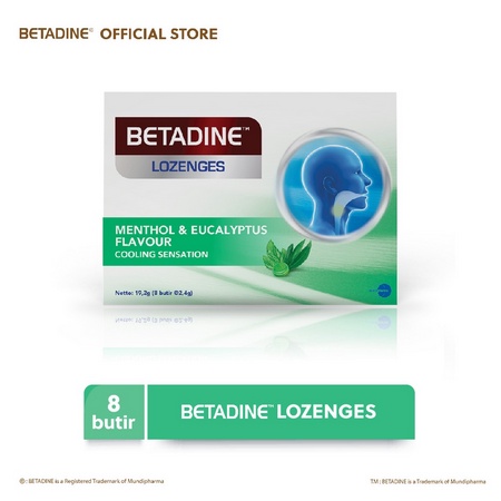 Betadine Lozenges 1PCS isi 8 butir - Permen Menthol / Permen Pelega Tenggorokan