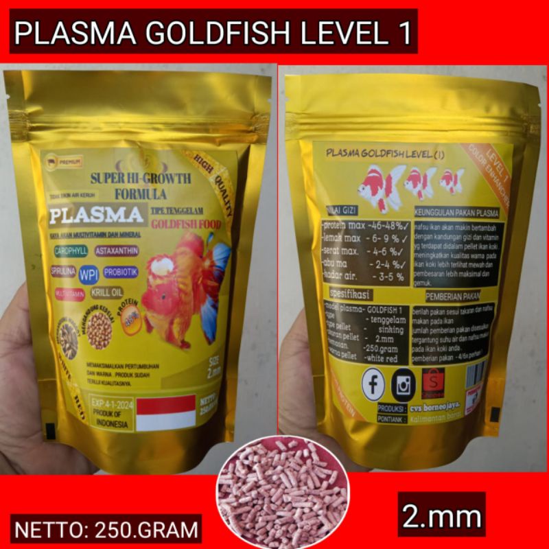 250 gram Pelet Plasma Goldfish Super High Growth Tipe Tenggelam #makanankoki#pakanikan