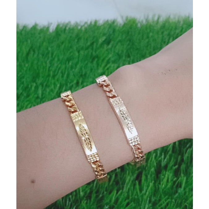 Gelang rantai + penang ukir 3×/gelang perak asli silver 925 lapis emas/ gelang fashion wanita terbaru