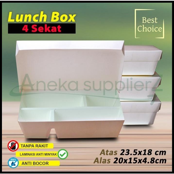 Paper Lunch Box Sekat 4 - Kotak Bento Sekat 4