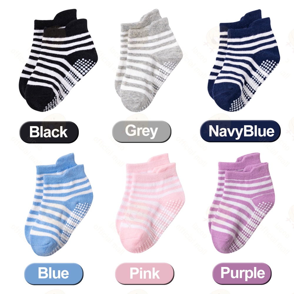 Lacoo Kaos kaki bayi anti slip pendek Kaos kaki anak perempuan laki laki polos Kaus kaki bayi anak import
