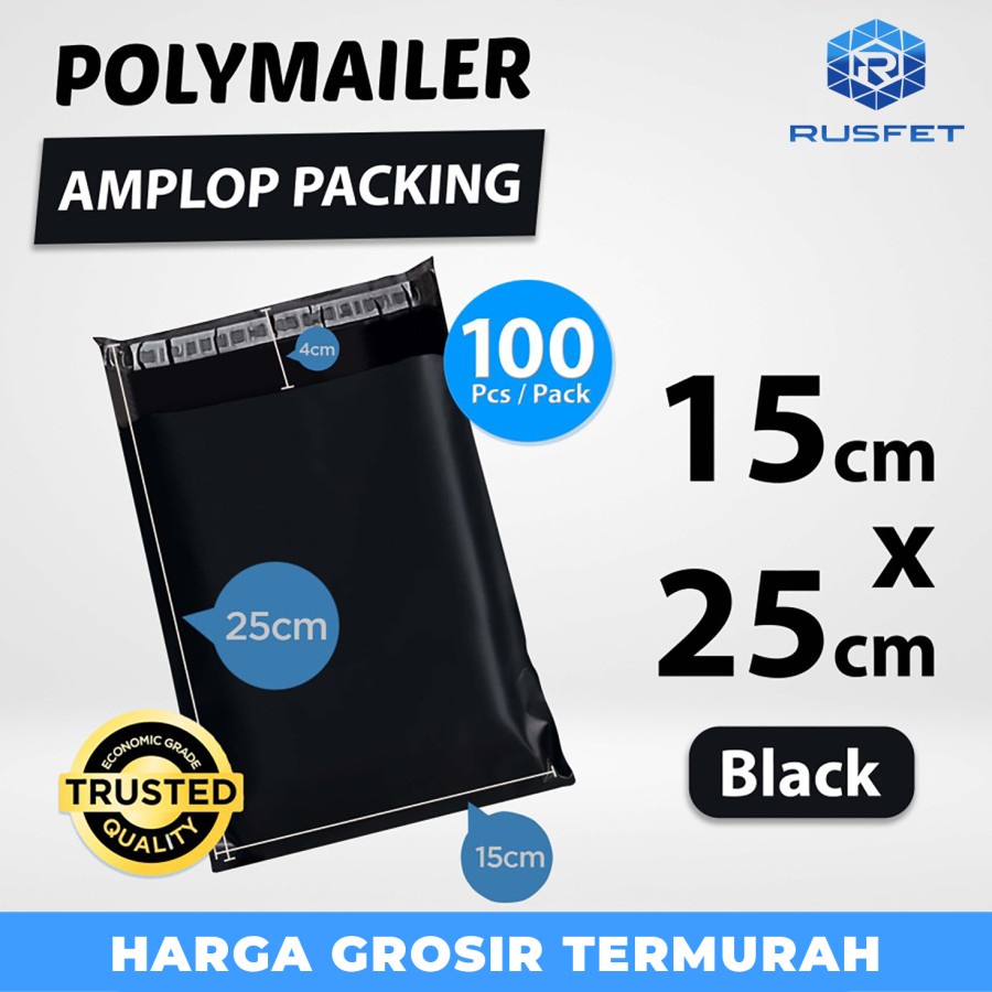 

Polymailer Pack BLACK 15cm x 25cm Amplop Plastik Packing Olshop Murah