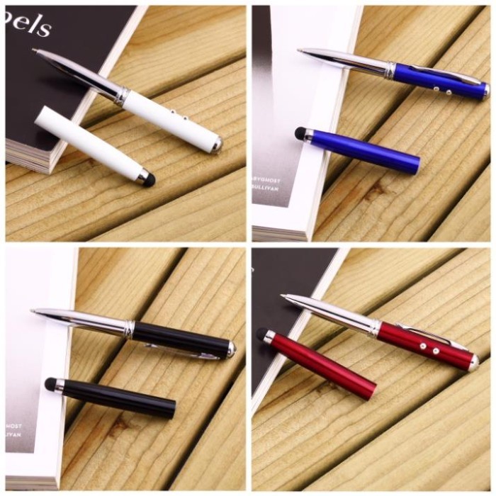 Pulpen Laser Pointer 5in1 Pen Stylus pad Tablet Touch Pen Red Senter - Abu-abu