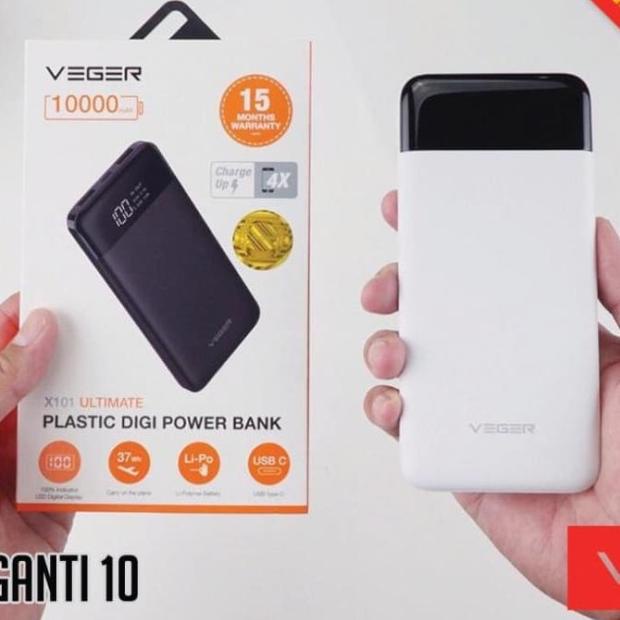 Power Bank VEGER ULTIMATE LED DIGITAL 10000 mAh X101 - Hitam