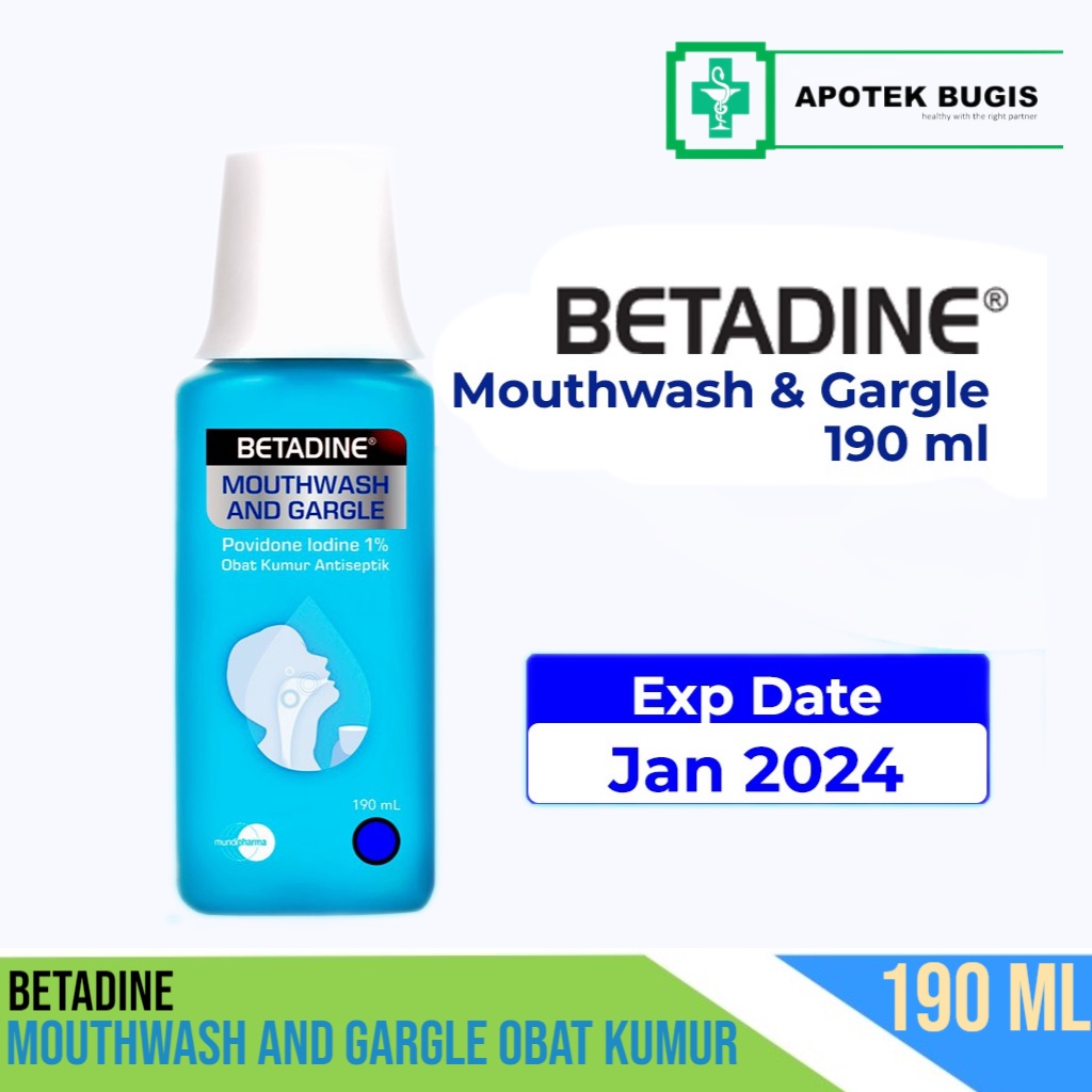 BETADINE Mouthwash Dan Gargle 190ml Obat Kumur Penghilang Bau Mulut Mouthwash Betadin Kumur