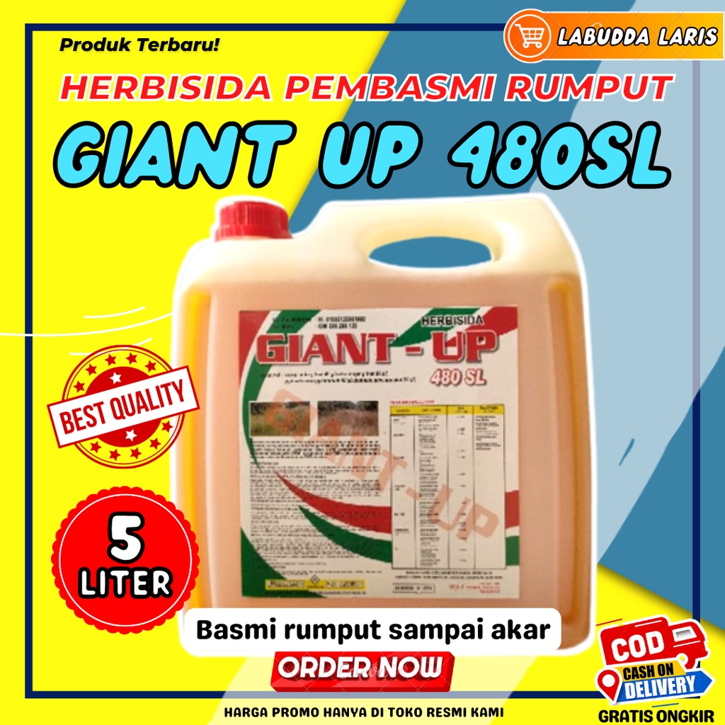 Herbisida Giant Up 480SL 5 Liter Herbisida Glifosat Super Ampuh Untuk Basmi Rumput Liar - Obat Racun