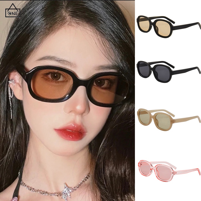 COD❤️Kacamata Hitam UV Retro Bingkai Oval Korea Dewasa Lensa Gaya Klasik Untuk Pria Dan Wanita Fashion Korea Terbaru-A.one