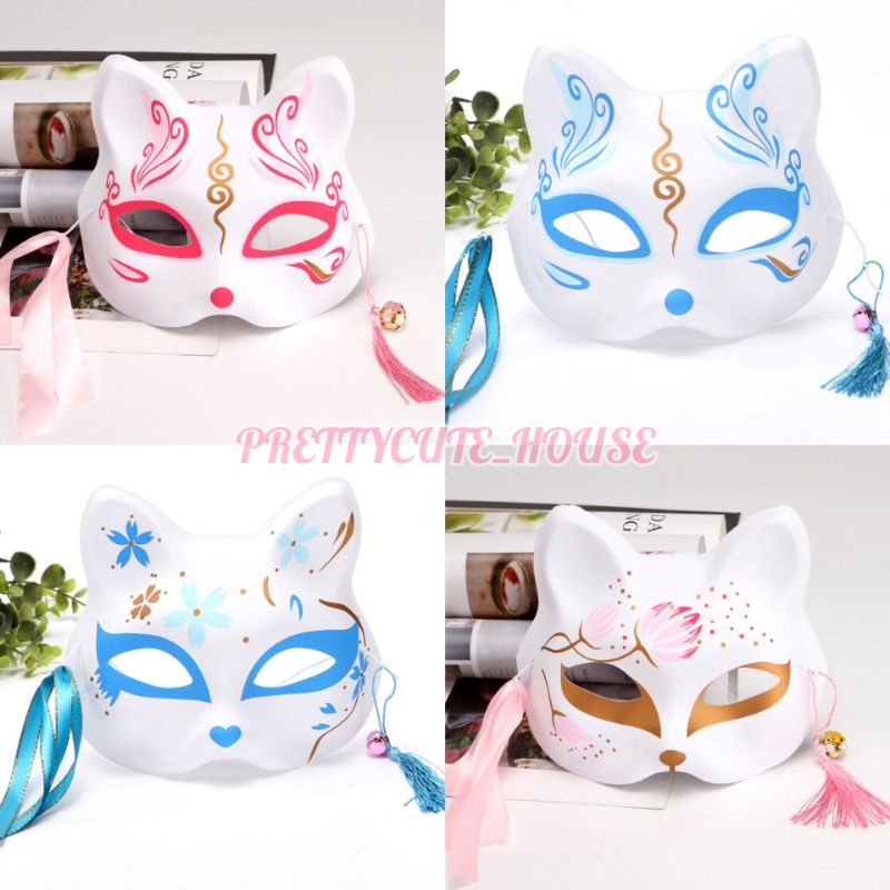 PCH TOPENG COSPLAY KITSUNE FOX (PINK &amp; BLUE EDITION) BUNKASAI JAPANESE FESTIVAL MASK