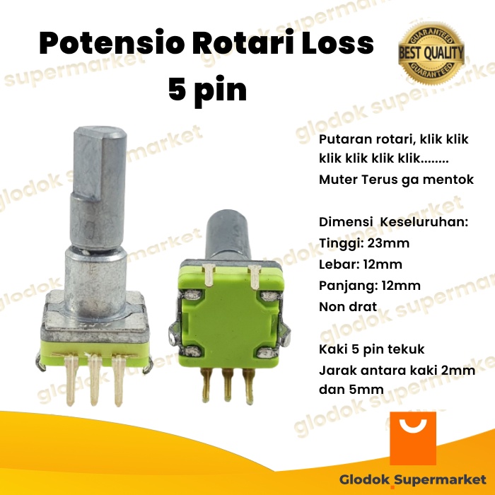 Potensio Rotari Loss 5 pin Rotary Klik Digital Kaki 3-2 Tekuk Putar Terus On Off