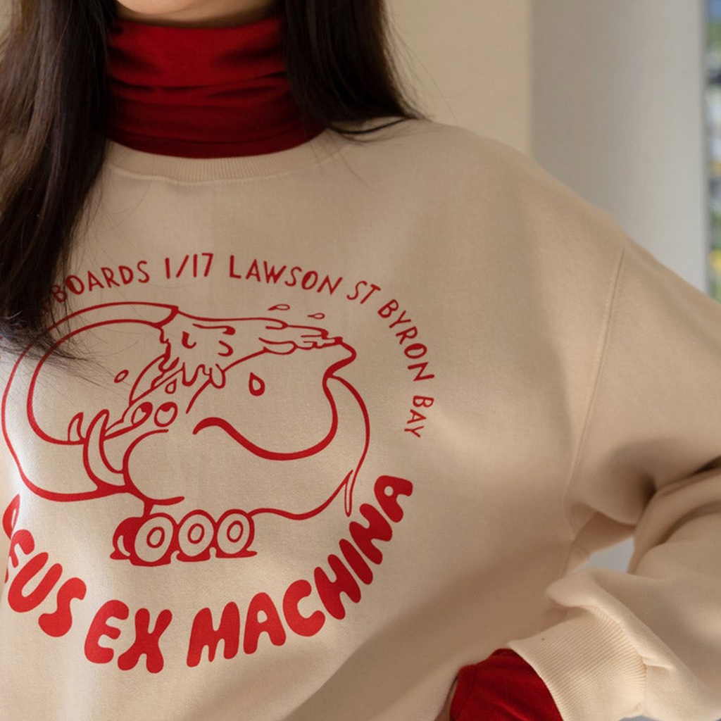 Sweater DSMachina Oversize Korea Sweety Style Sweatshirt Baju Wanita Lucu  Bahan Fleece Allsize