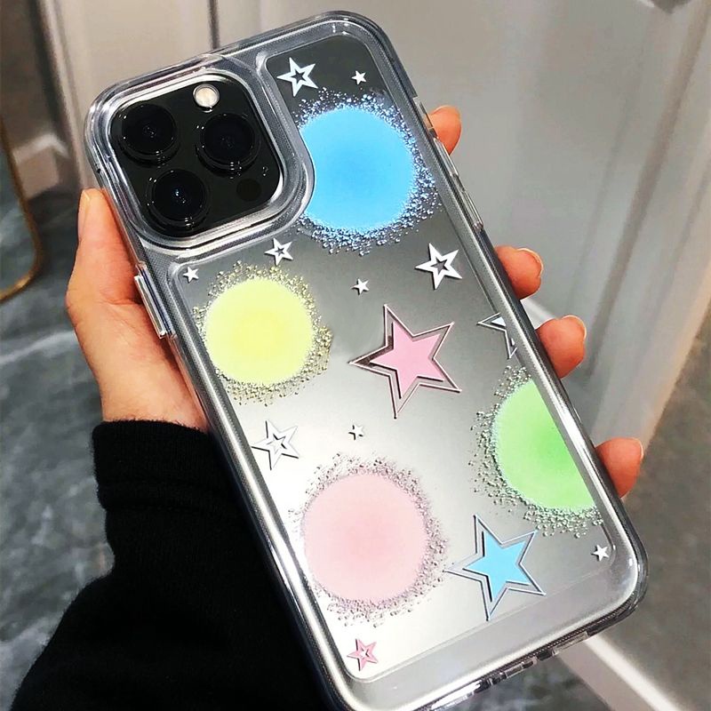 IPHONE Dot Star Soft Case Kompatibel Untuk Iphone14 13 12 11 Pro XS Max XR X8 7 Plus Casing Ponsel Silikon Transparan TPU Shockproof Cover