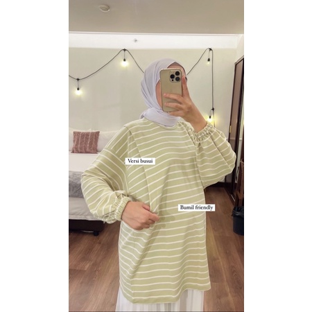 Bymeldev Oversize Stripes Top Kaos Salur Nonbusui Busui