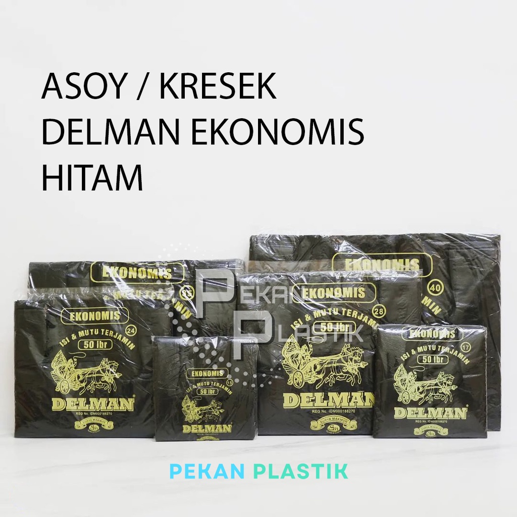 Kantong Plastik Kresek Delman Ekonomis Warna Hitam Uk 40