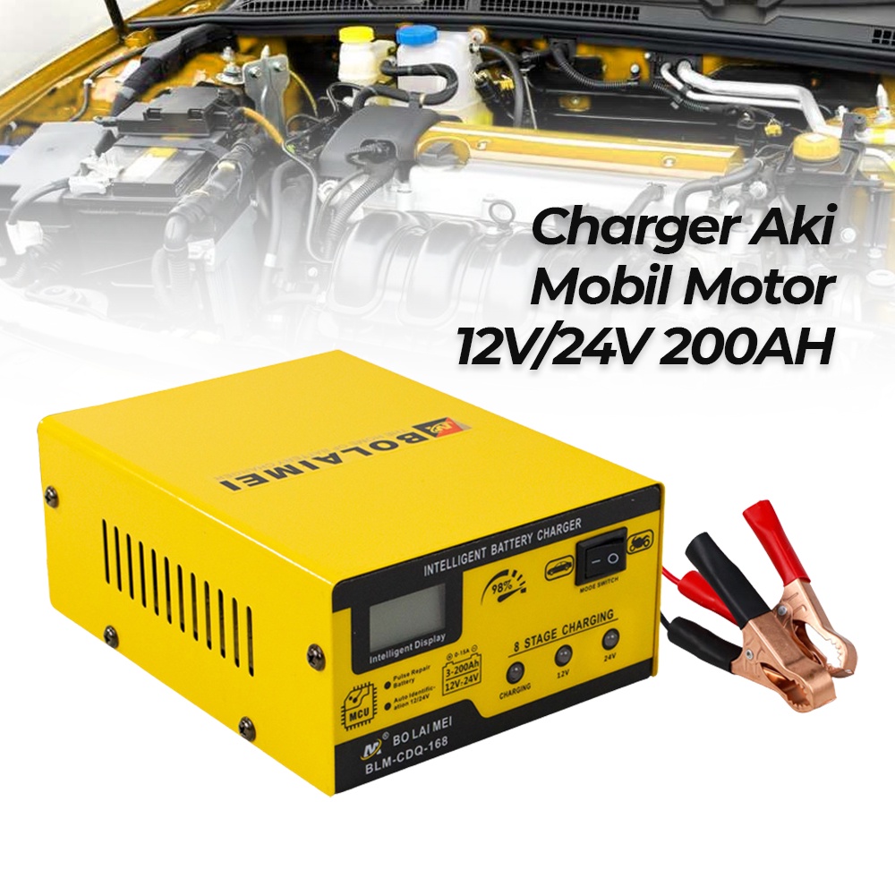 Charger Aki Motor Mobil portable Otomatis Auto on off- Charger batteray Accu Bolalamei 250W 12V/24V 200AH