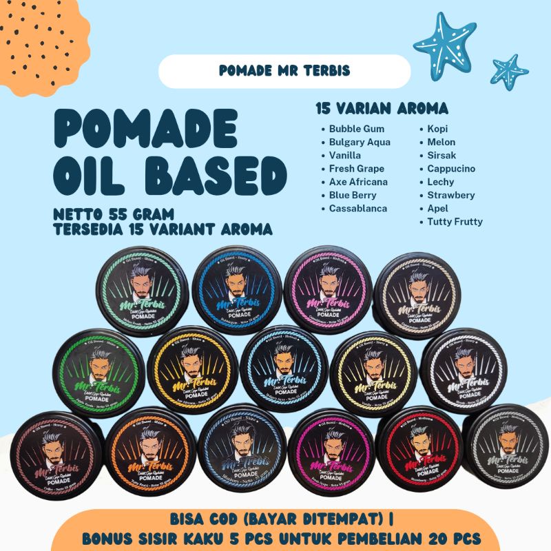 POMADE OIL BASED GROSIR PAKET 20 PCS FREE SISIR 5 PCS