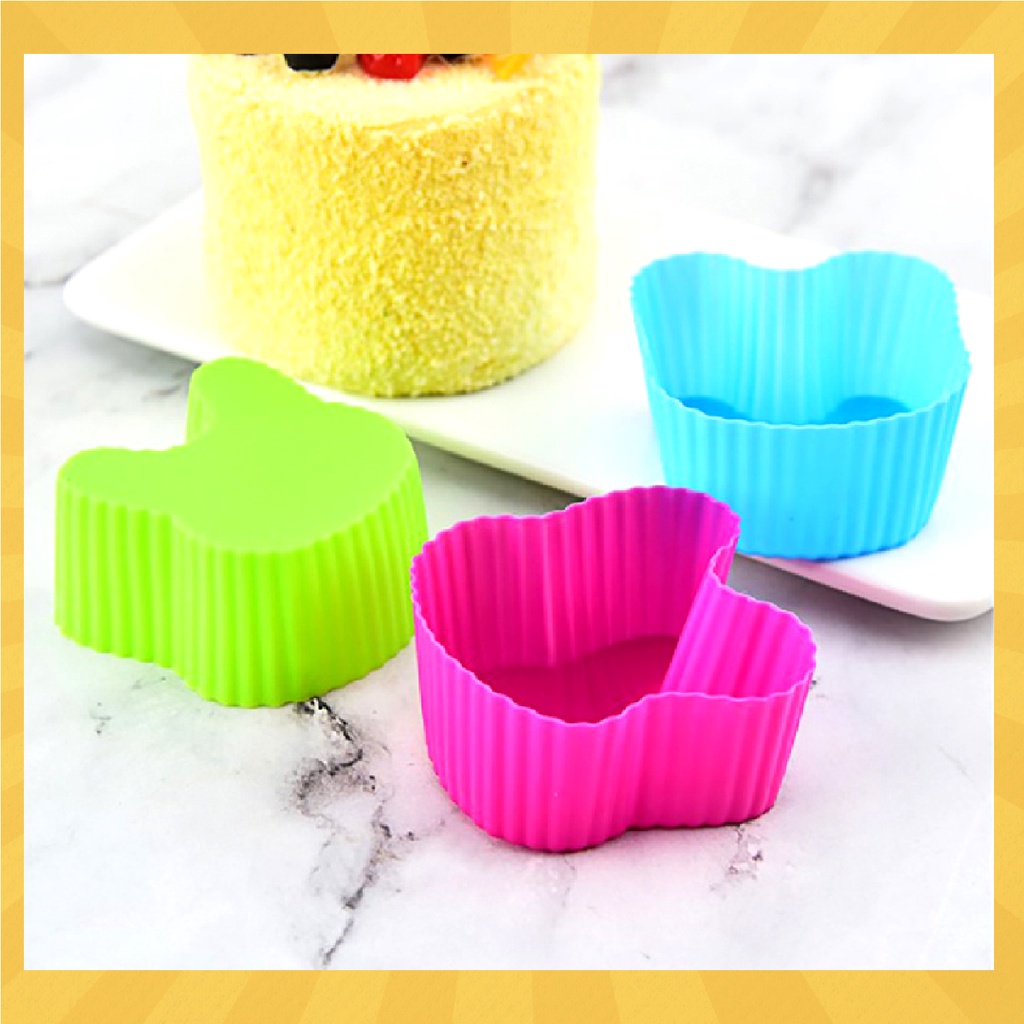 SILICONE CUP BERBAGAI BENTUK | CETAKAN MUFFIN SILIKON FLOWER STAR BUTTERFLY RABBIT