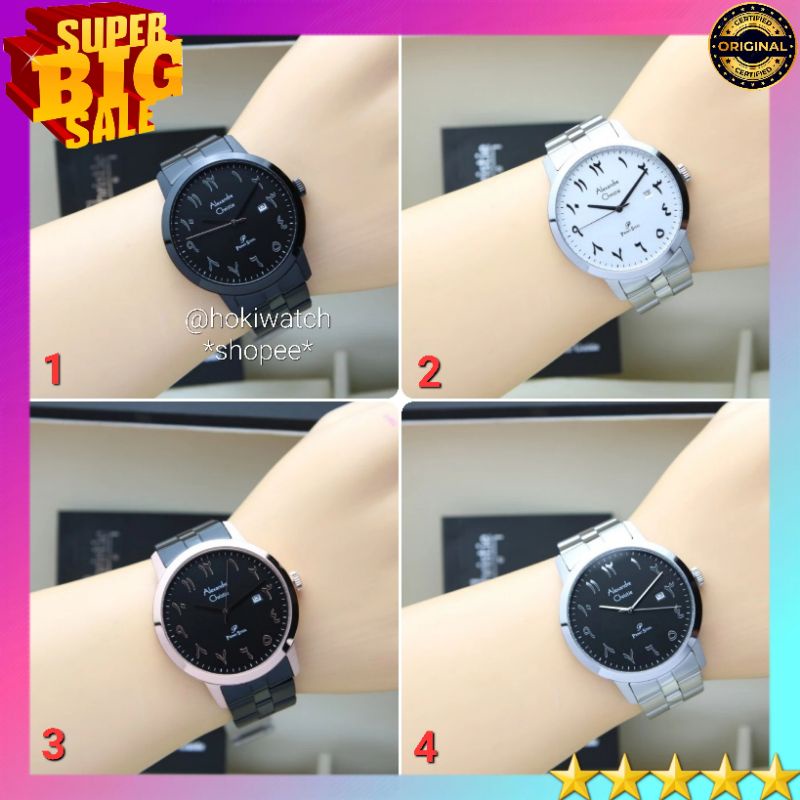 ✓BARU ORIGINAL GARANSI RESMI 1 TAHUN JAM TANGAN PRIA ALEXANDRE CHRISTIE ARABIC RANTAI STAINLESS STEE