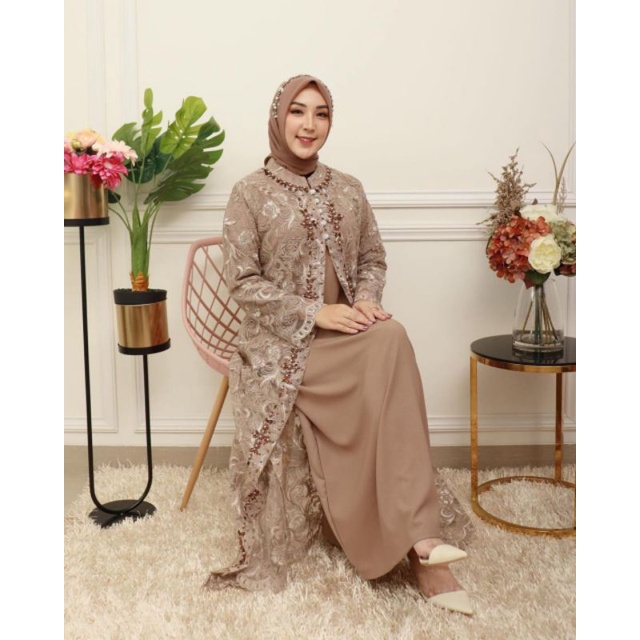 Gamis + Cardigan Corneli Gliter Benout Bordir Payet Original Butik