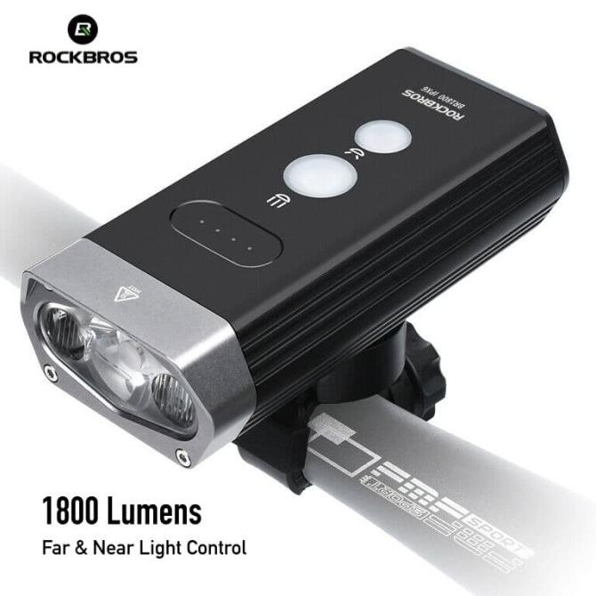 TERUJI ROCKBROS BR1800 Bicycle Headlight Rechargeable 1800 Lm - Lampu Sepeda