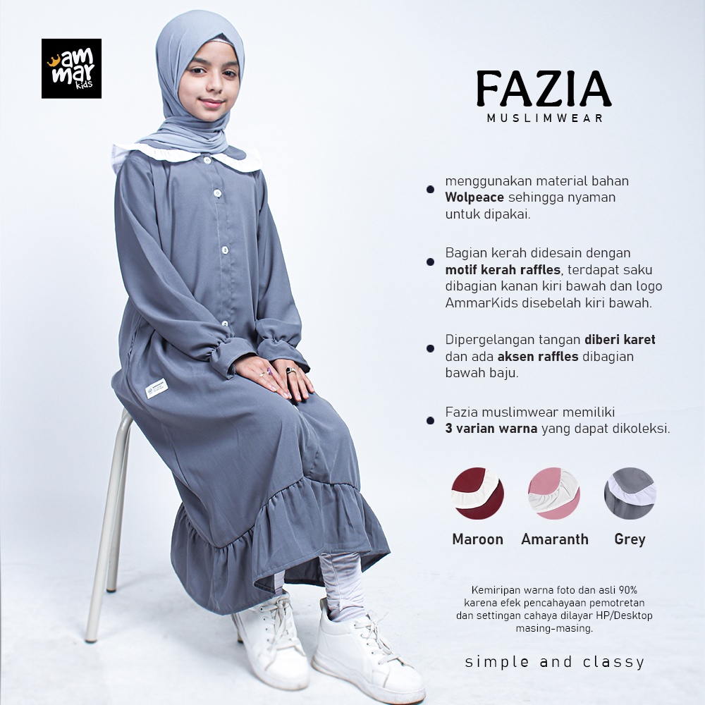 Busana Muslim Baju Couple Anak Perempuan dan Laki Laki Dress Gamis dan Kemeja Koko Kurta Faza Fazia Muslimwear By Ammarkids