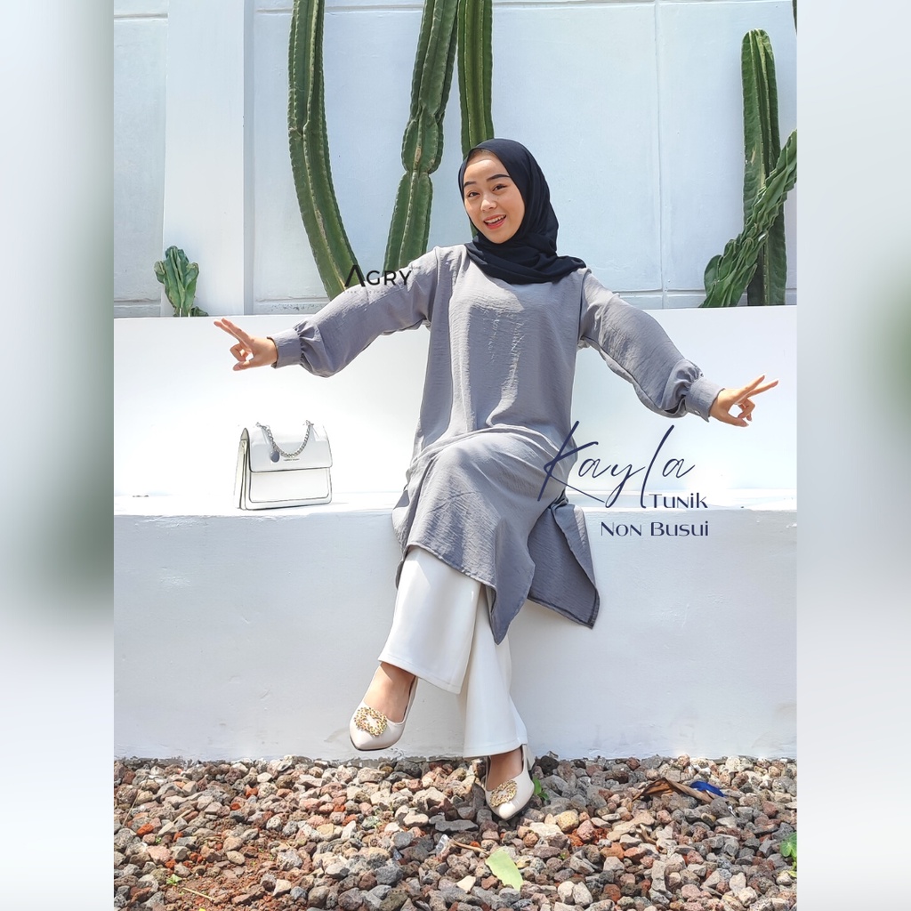 ᴀɢʀʏ Kayla Tunik | Long Tunik Crinkle Airflow