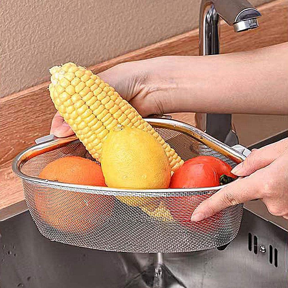 【 ELEGANT 】 Drain Basket Non-slip 1Pcs Saringan Makanan Sayuran Saringan Wastafel Dapur Kapasitas Besar