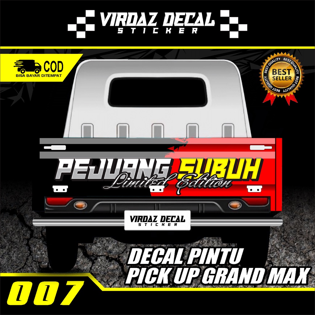 Stiker Decal Pintu Belakang Mobil Pick Up L300/GRAND MAX/CERRY NEW/TS120 Stiker Bak Belakang Stiker 