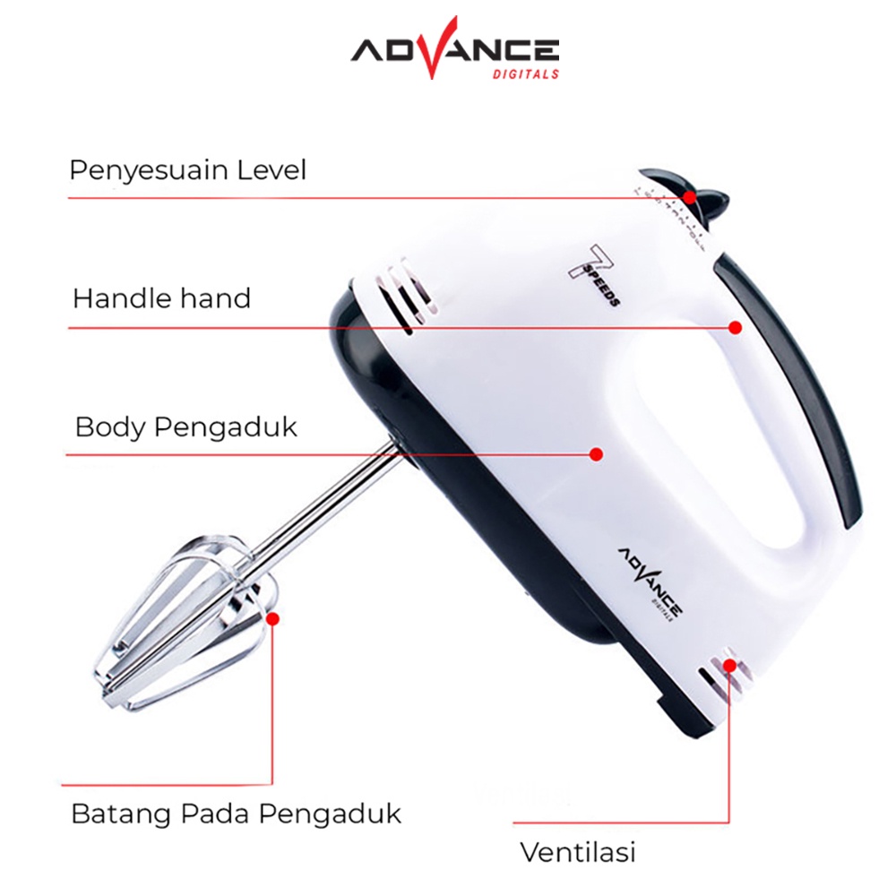 ADVANCE Hand Mixer 7 Speeds 100W MX133  | Garansi Resmi Advance 1 Tahun