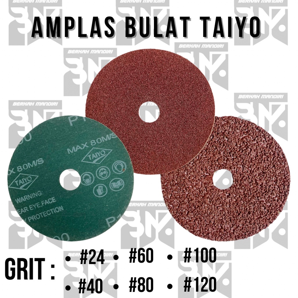 TAIYO Amplas Kertas Bulat Tempel Velcro 4 inch Grit 24 40 60 80 100 120 Murah Berkualitas Sanding Disc Mata Gerinda