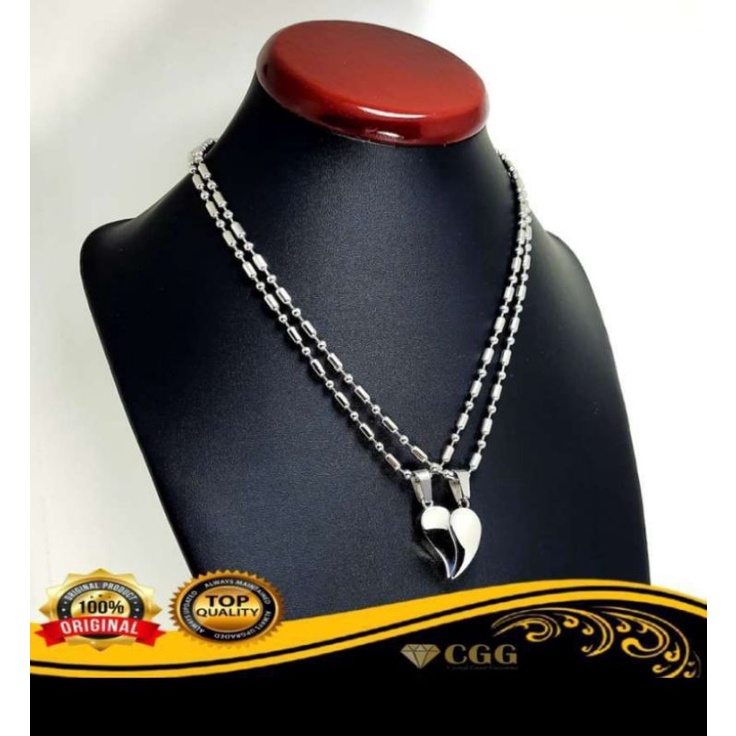 Kalung liontin couple Titanium love Necklace pria/wanita