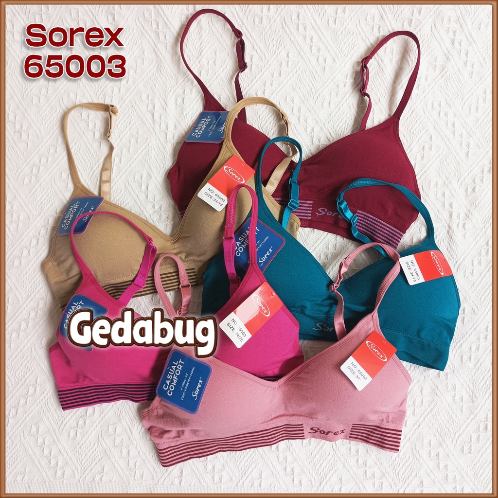 Bra Sorex 65003 Sport | BH Tanpa Kawat Busa Sedang Cup Setara Cup B Casual Comfort Basic | Gedabug