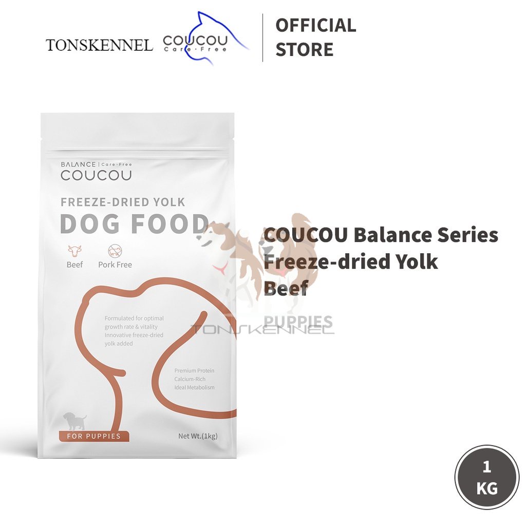 COUCOU Raw Beef Puppies 1 Kg Balance Series Freeze-dried Makanan Kering Anak Anjing Ras Anakan Dewasa COU COU