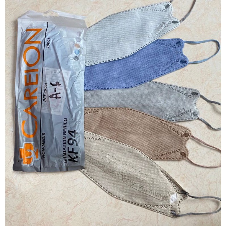 KF 94 WARNA 4PLY TERBARU MASKER KF 94 KOREA (ISI 10PCS)  KF94 MOUSON / KF94 WE MASK / KF94 CAREION-KF GRADASI GREY