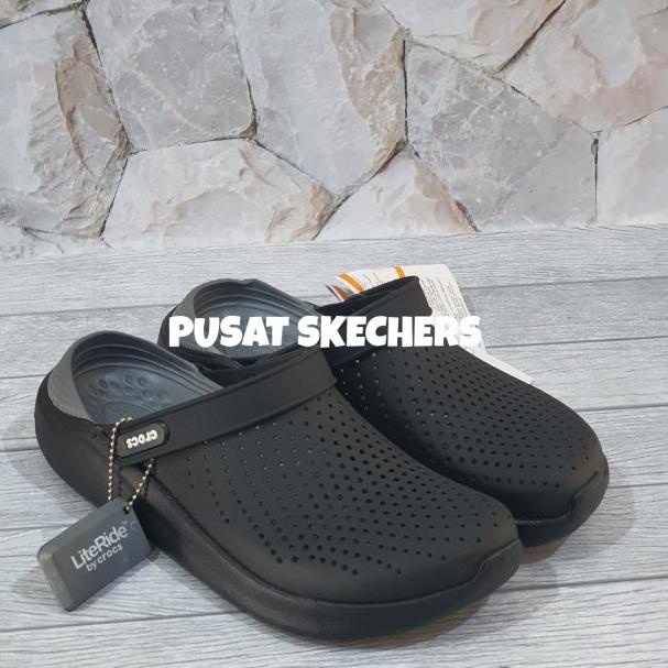 crocs sepatu sandal pria import /sepatu crocs literide man - Hitam, 36